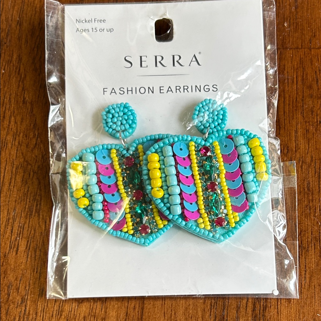 Serra Multicolor Beaded Heart Earrings 15$